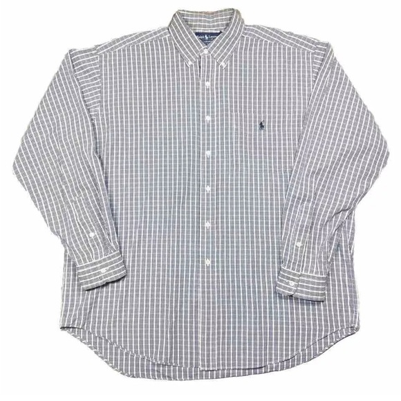 Polo Ralph Lauren Blaire Men’s Large Gingham Check Pony Logo Blue Yellow VGUC - Picture 2 of 8